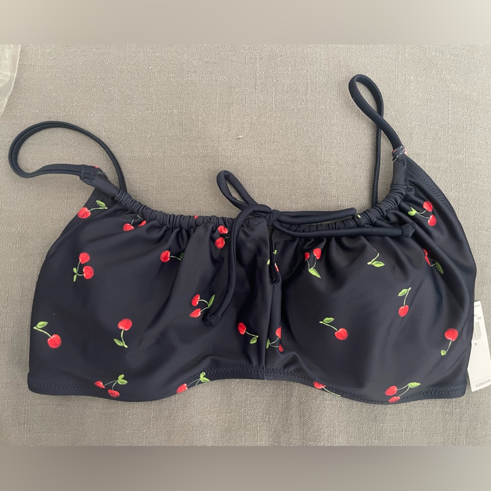 Old Navy Navy Blue Cherry Print Bikini Top